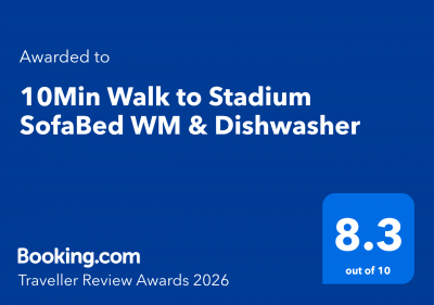 10Min Walk to Stadium | SofaBed | W/M & Dishwasher